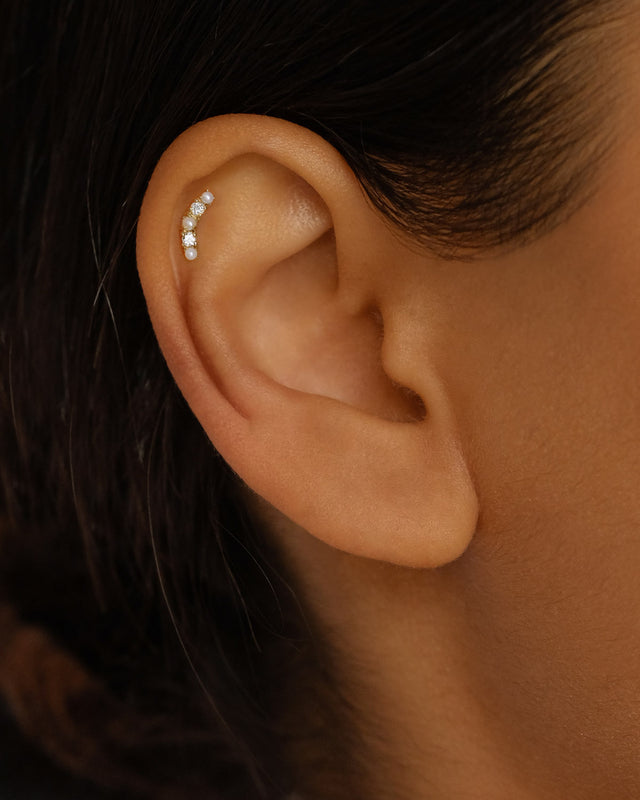 14k Solid Gold Diamond Whimsical Cartilage Flatback Earring