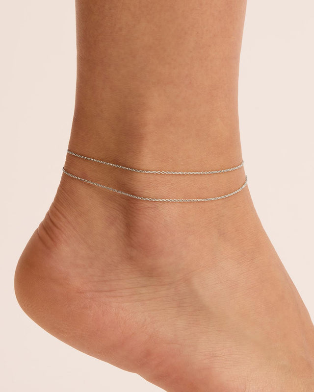 Sterling Silver Purity Double Chain Anklet