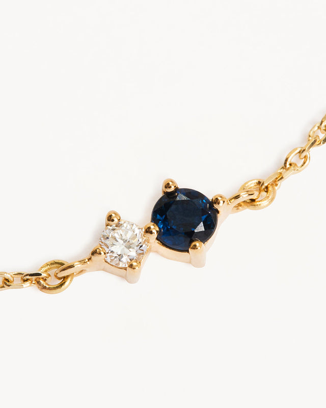 14k Solid Gold Magic Within Birthstone Diamond Bracelet - September - Sapphire