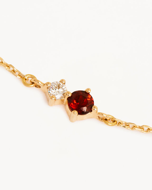 14k Solid Gold Magic Within Birthstone Diamond Bracelet - January - Garnet