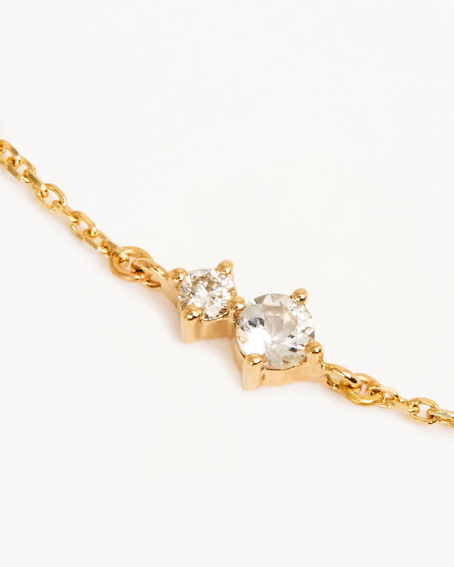 14k Solid Gold Magic Within Birthstone Diamond Bracelet - April - White Topaz