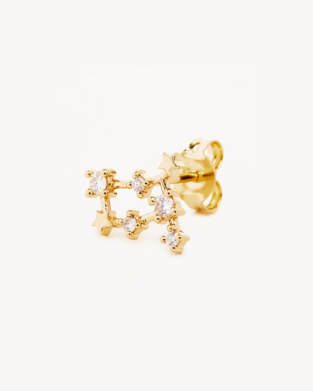 14k Solid Gold Starry Night Zodiac Constellation Diamond Earring - Gemini