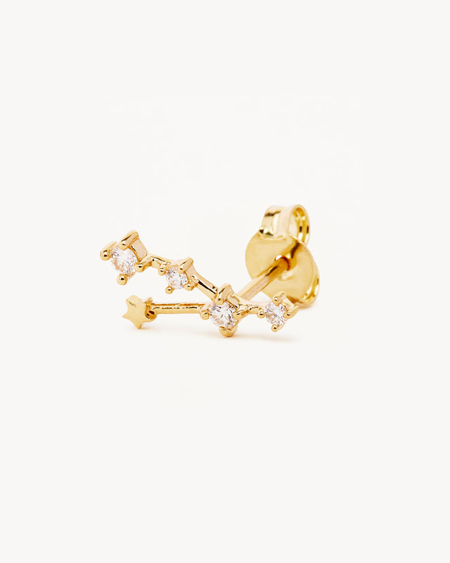 14k Solid Gold Starry Night Zodiac Constellation Diamond Earring - Taurus