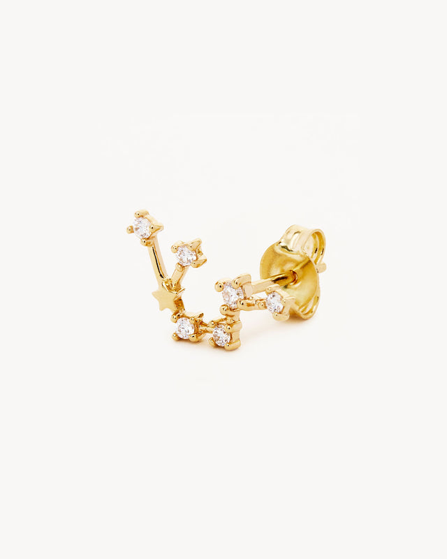 14k Solid Gold Starry Night Zodiac Constellation Diamond Earring - Aquarius