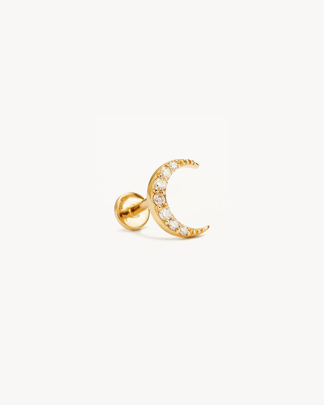 14k Solid Gold Evening Sky Diamond Cartilage Earring