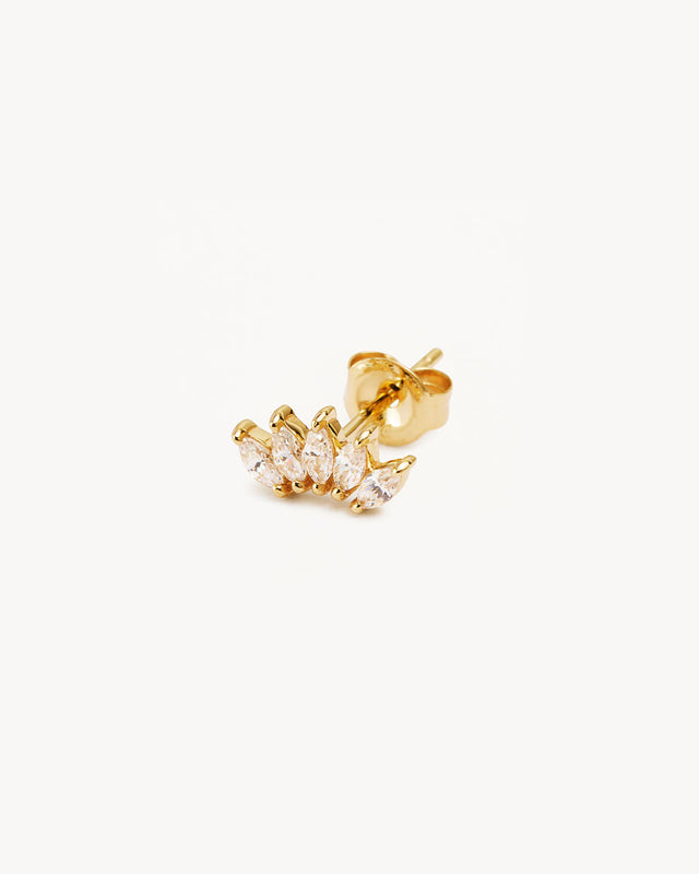 14k Solid Gold Eternal Lotus Crystal Stud Earring