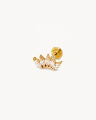 14k Solid Gold Eternal Lotus Crystal Cartilage Earring