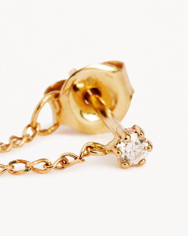 14k Solid Gold Diamond Sweet Droplet Chain Earring