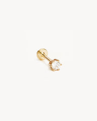 14k Solid Gold Crystal Cartilage Earring