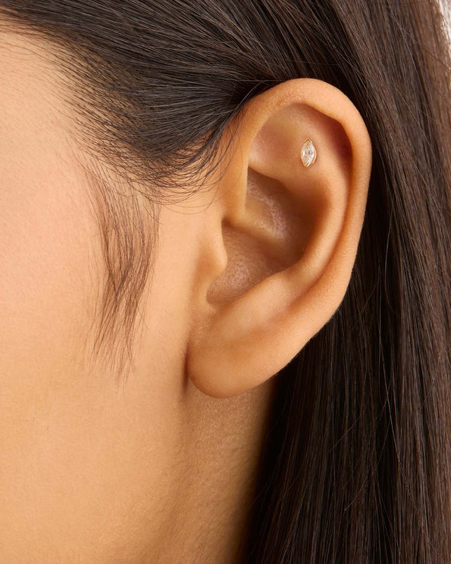 14k Solid Gold Floating Petal Lab-Grown Diamond Cartilage Earring