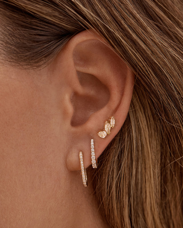 14k Solid Gold Petal by Petal Lab-Grown Diamond Earring - Right