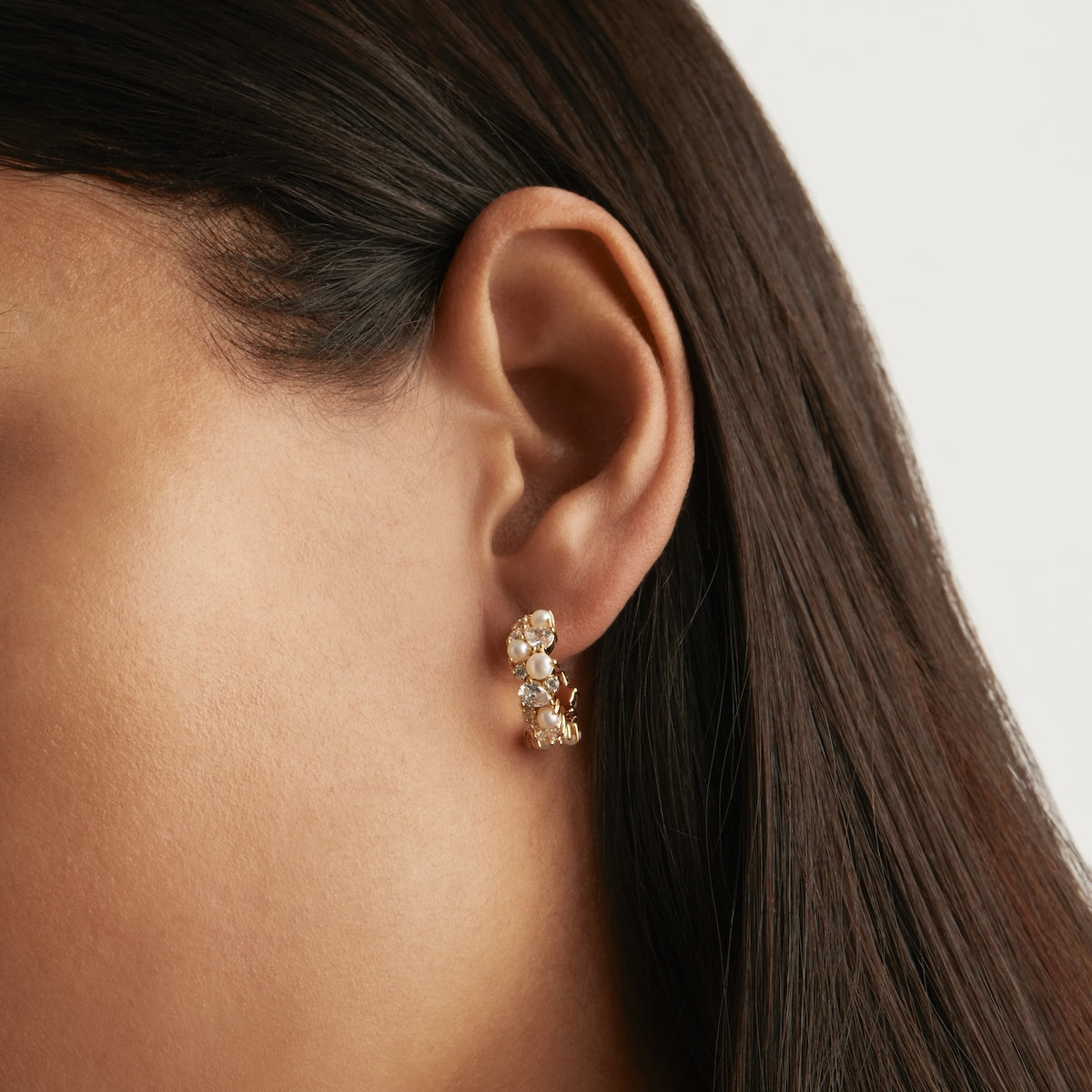 18k Gold Vermeil Crystal Bloom Hoops main image 1