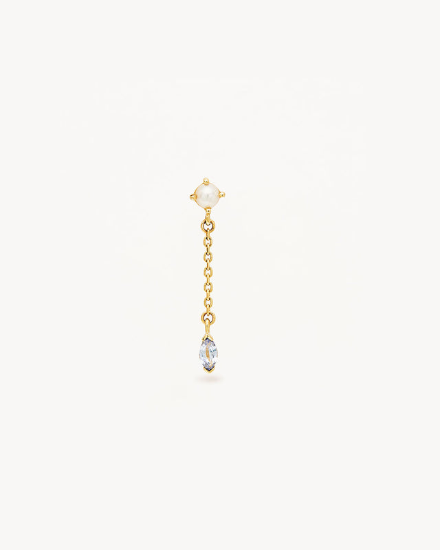 14k Solid Gold Into The Blue Chain Earring