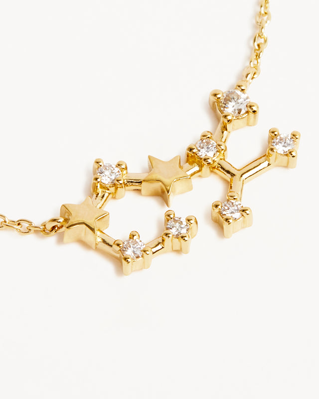 14k Solid Gold Starry Night Zodiac Constellation Diamond Necklace - Sagittarius