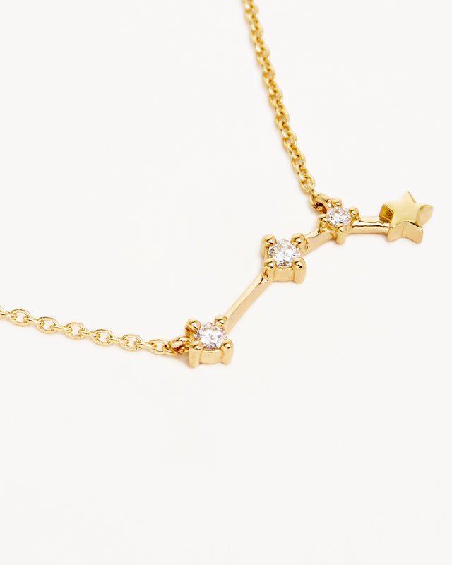 14k Solid Gold Starry Night Zodiac Constellation Diamond Necklace - Aries