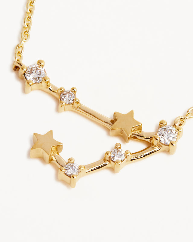 14k Solid Gold Starry Night Zodiac Constellation Diamond Necklace - Pisces