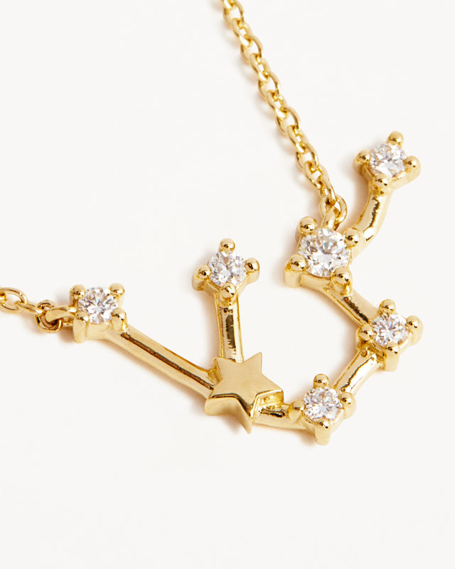 14k Solid Gold Starry Night Zodiac Constellation Diamond Necklace - Aquarius