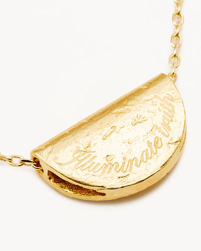 18k Gold Vermeil Lotus Birthstone Necklace - November - Citrine