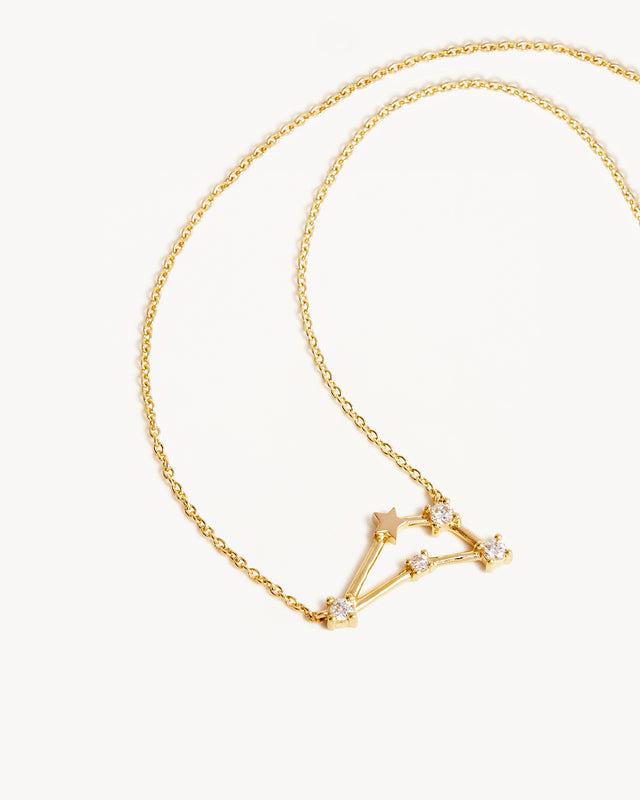 14k Solid Gold Starry Night Zodiac Constellation Diamond Necklace - Capricorn