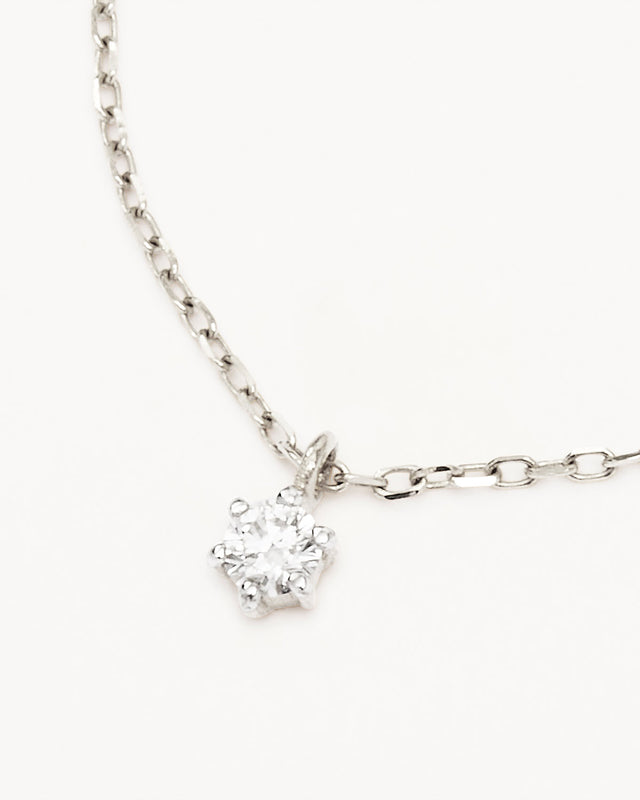 14k Solid White Gold Sweet Droplet Diamond Necklace
