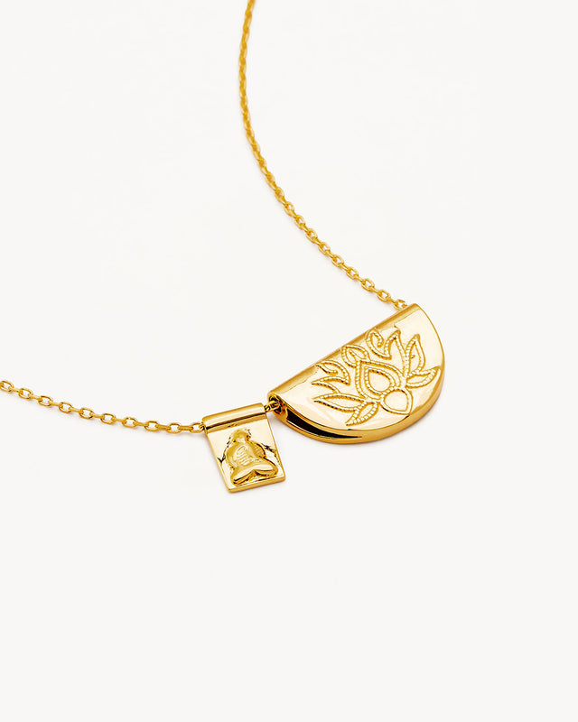 18k Gold Vermeil Lotus and Little Buddha Necklace