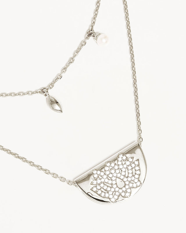 Sterling Silver Live in Peace Lotus Necklace