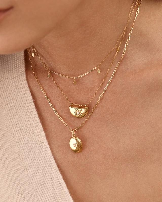18k Gold Vermeil Lotus Locket Necklace