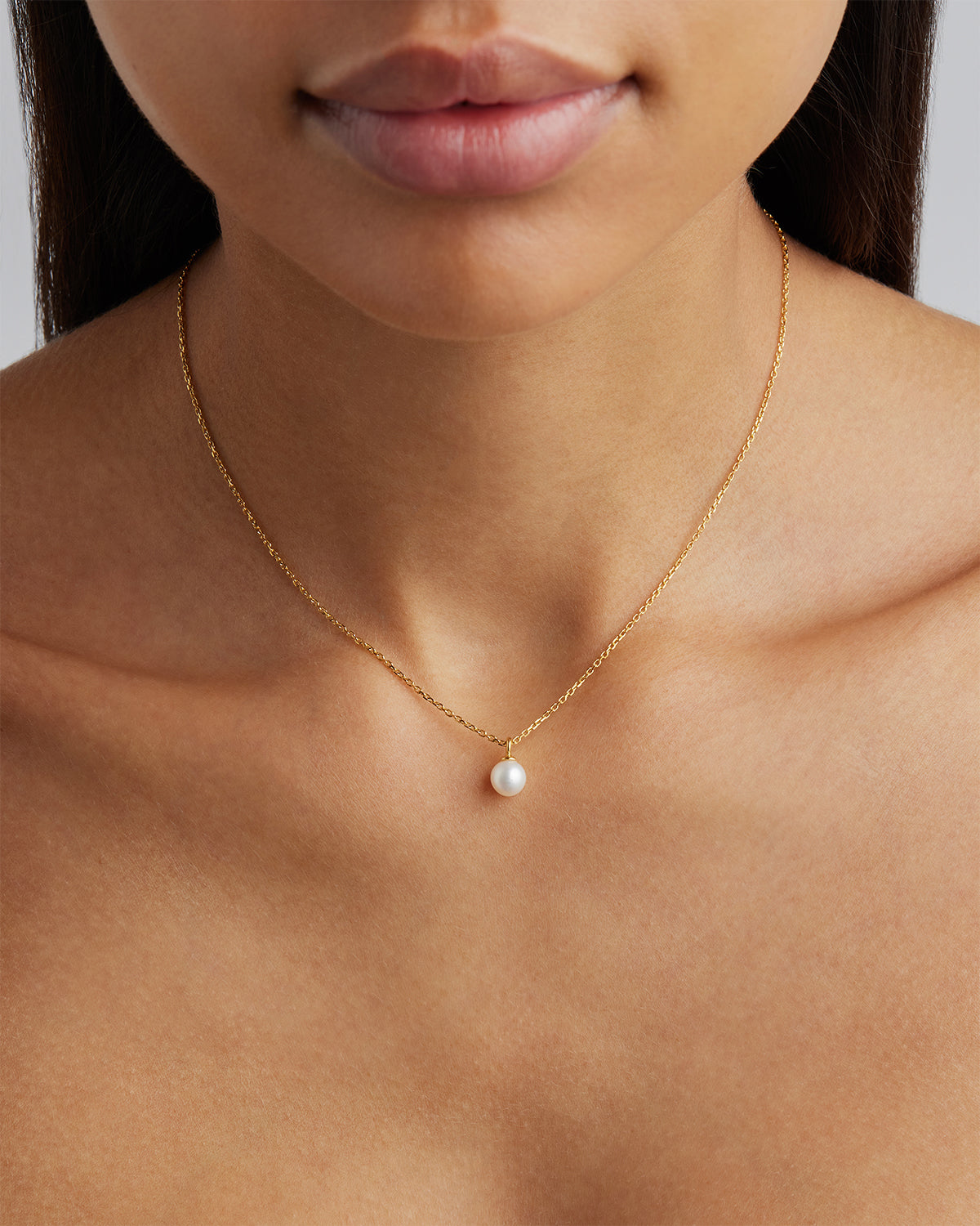 Solid 18K sale gold floating pearl pendant