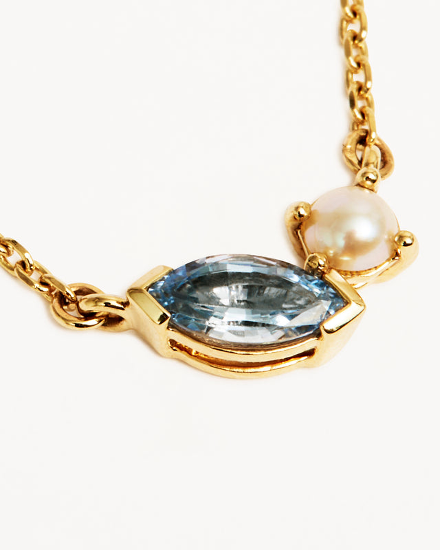 14k Solid Gold Into The Blue Necklace