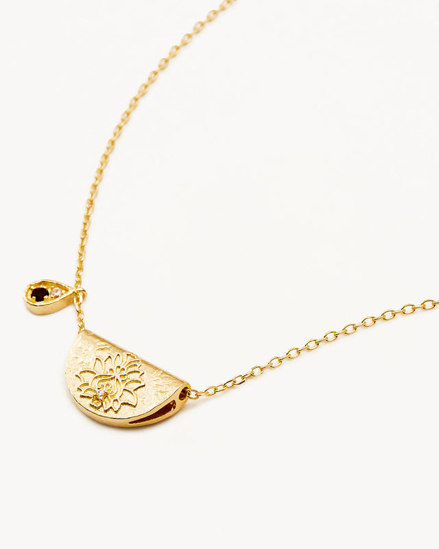 18k Gold Vermeil Lotus Birthstone Necklace - January - Garnet