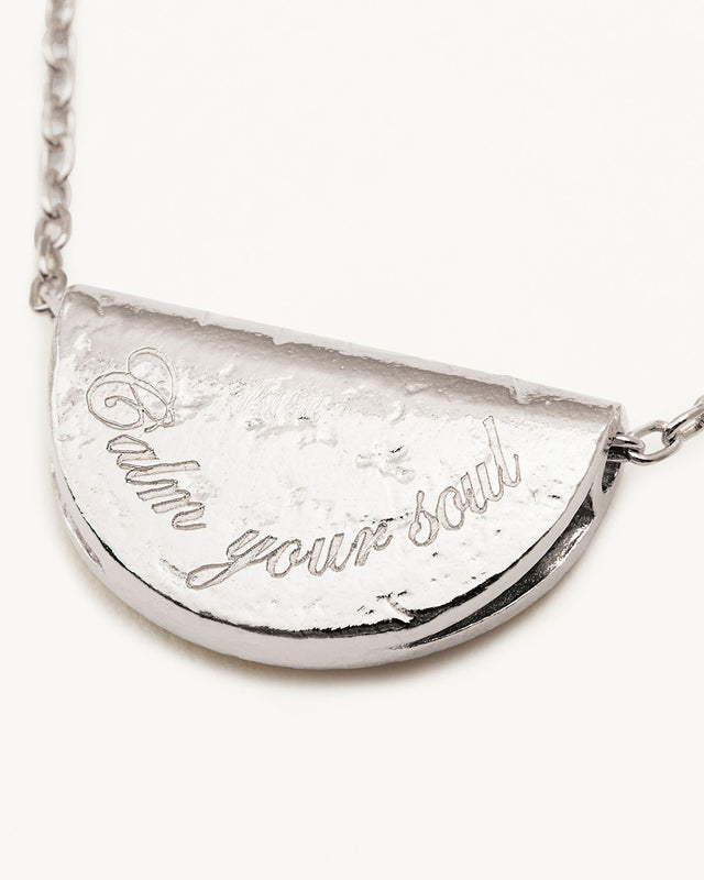 Sterling Silver Lotus Birthstone Necklace - March - Aquamarine