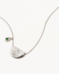 Sterling Silver Lotus Birthstone Necklace - May - Emerald