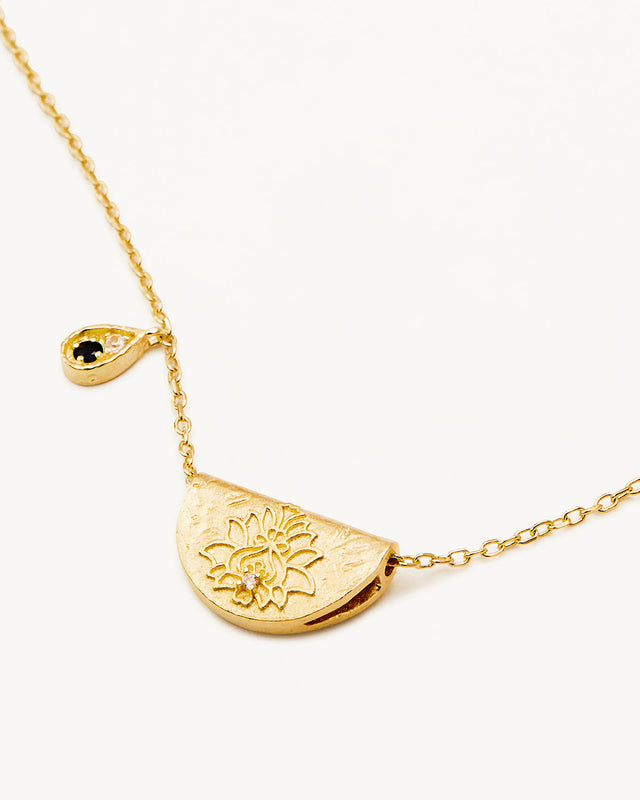 18k Gold Vermeil Lotus Birthstone Necklace - September - Sapphire