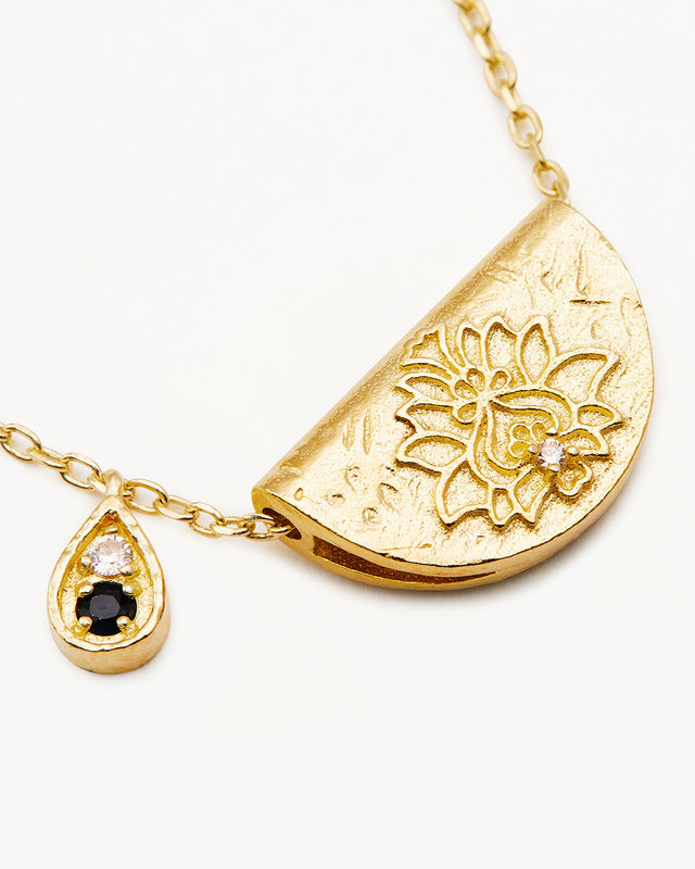 18k Gold Vermeil Lotus Birthstone Necklace - September - Sapphire