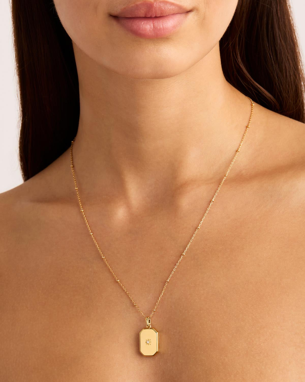 Gold rectangle deals medallion necklace