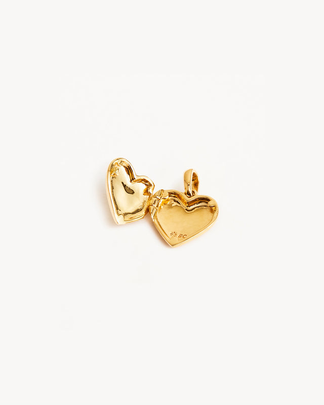 18k Gold Vermeil Heart Lotus Locket Pendant
