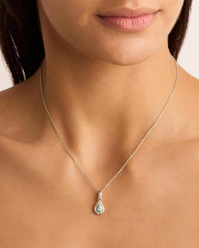 Sterling Silver With Love Birthstone Annex Link Pendant - March
