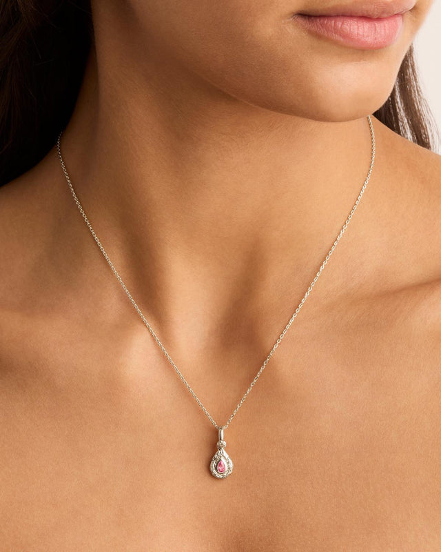 Sterling Silver With Love Birthstone Annex Link Pendant - October