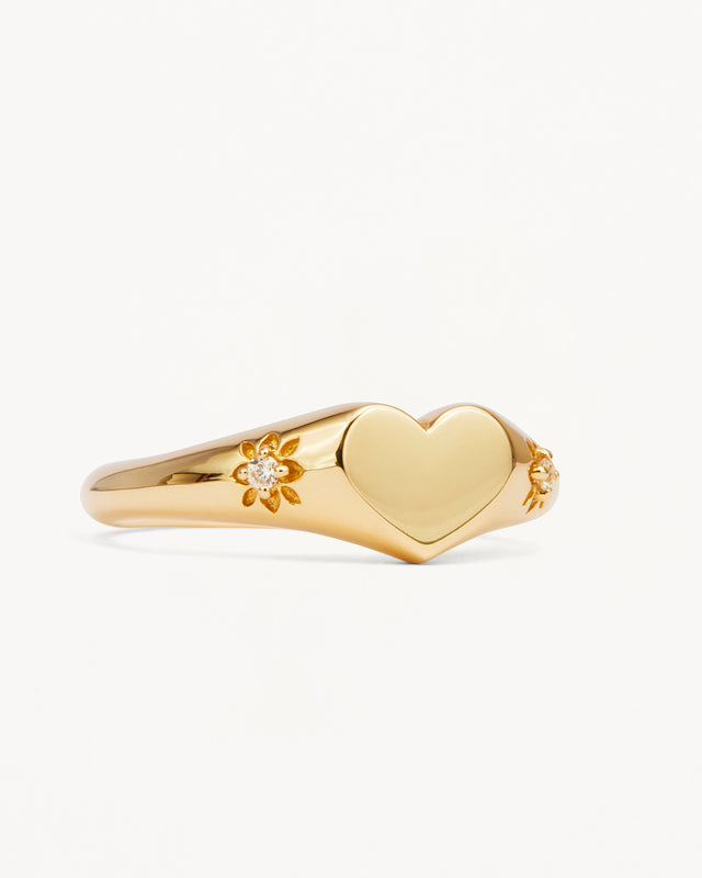 18k Gold Vermeil Heart Signet Ring