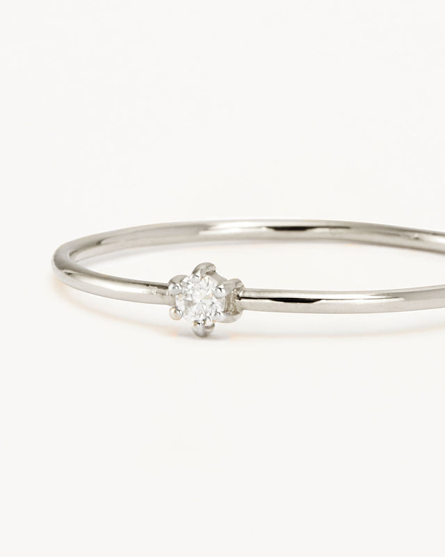 14k Solid White Gold Sweet Droplet Diamond Ring