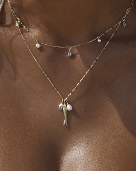 Charlotte 18K Gold Plated Necklace in Black