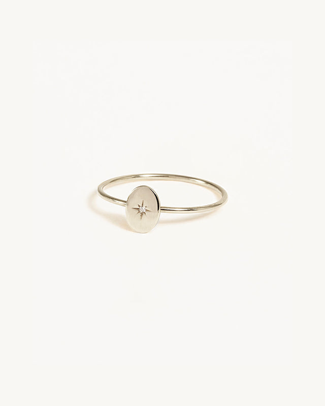 14k Solid White Gold Shine Your Light Ring