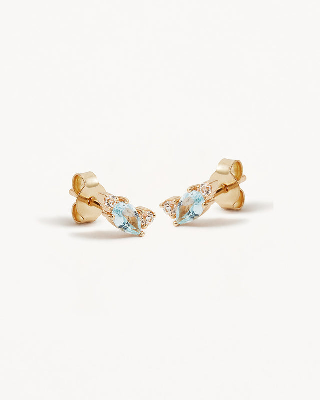 14k Solid Gold By Your Side Sapphire Earrings
