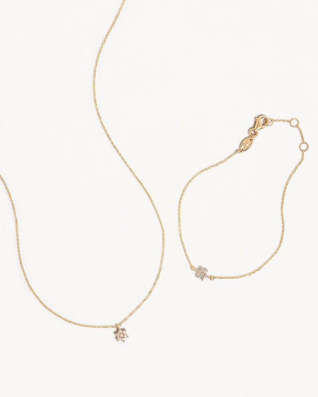 14k Solid Gold Crystal Lotus Flower Gift Set