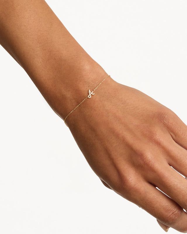 14k Solid Gold Diamond Love Letter Bracelet