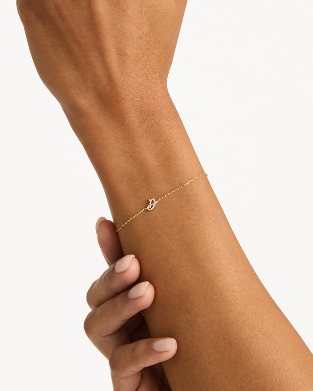 14k Solid Gold Diamond Love Letter Bracelet