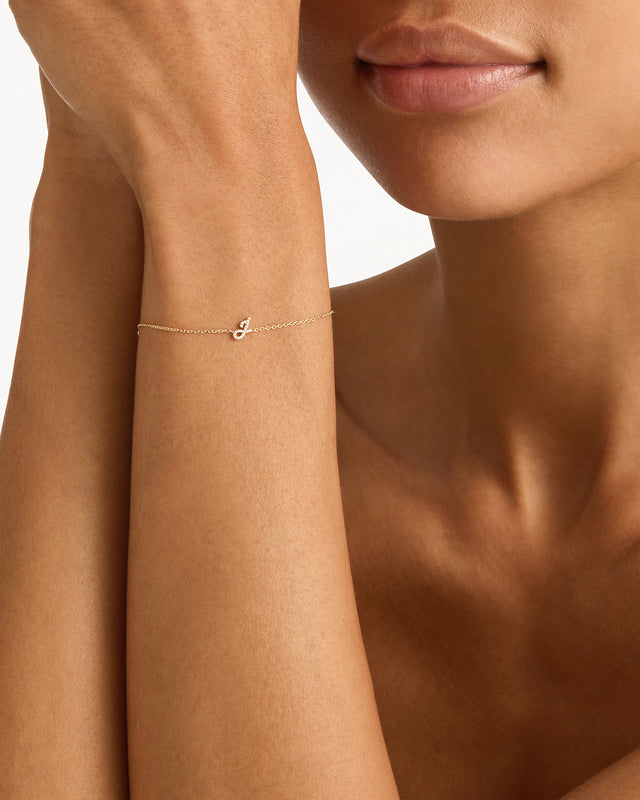 14k Solid Gold Diamond Love Letter Bracelet