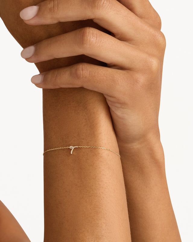 14k Solid Gold Diamond Love Letter Bracelet