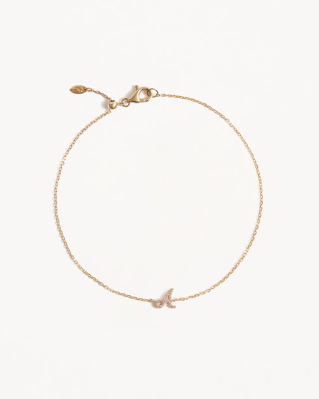 14k Solid Gold Diamond Love Letter Bracelet