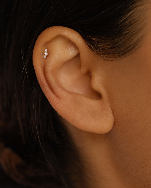 14k Solid Gold Diamond Angelic Cartilage Flatback Earring